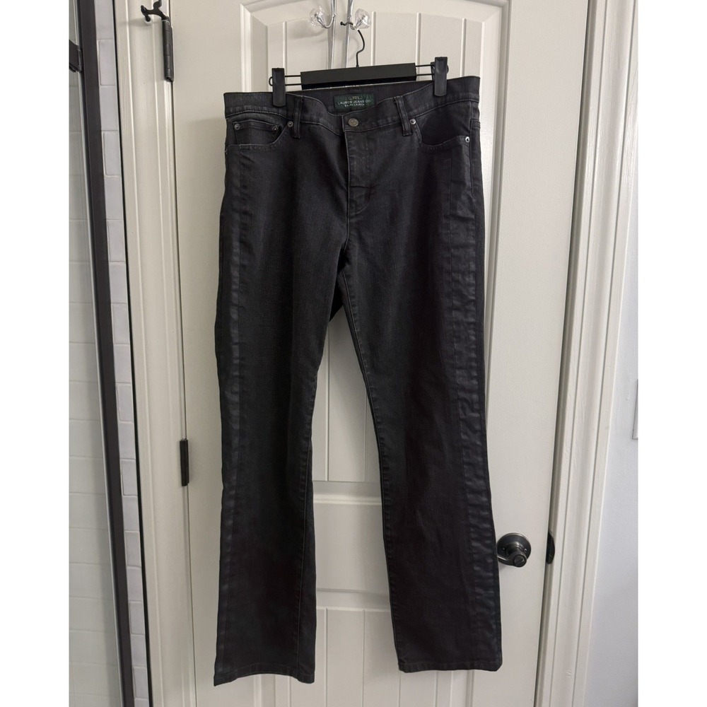 Lauren Ralph Lauren Jeans Black Women's Sz 12 denim side hem classy timeless